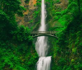 Tall waterfall with bridge above waterfall foogallery sample image 5